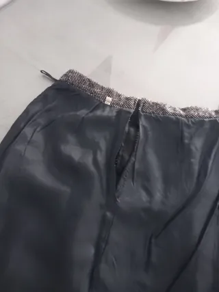 Falda lana jaspeada gris y blanca