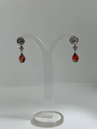 Pendientes Oro Blanco y Coral