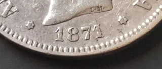 Moneda 5 Pesetas 1871 Plata Amadeo I Rey