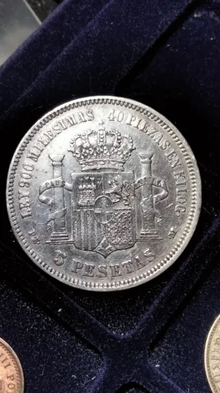 Moneda 5 Pesetas 1871 Plata Amadeo I Rey