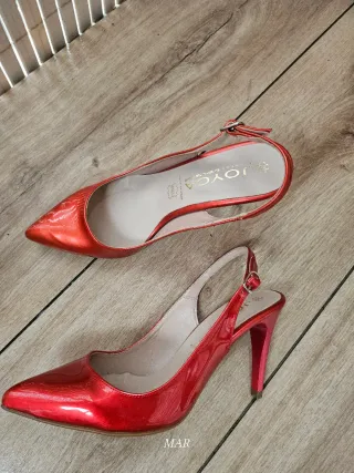 Zapatos slingback charol rojo Joyca