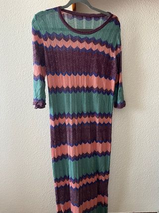 Vestido largo estampado zig-zag