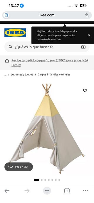 Tienda de campaña infantil IKEA