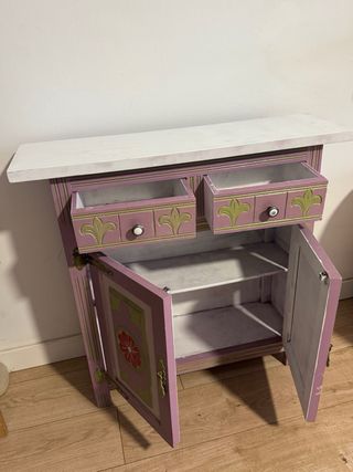 Mueble antiguo RESTAURADO morado y verde