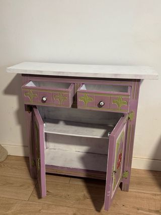 Mueble antiguo RESTAURADO morado y verde