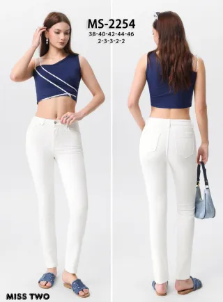 MISS TWO Top Azul y Blanco Talla 38-46