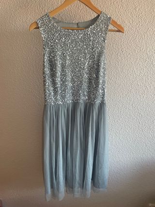 Vestido de fiesta lentejuelas plateadas