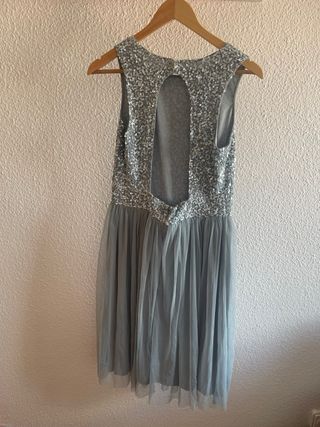 Vestido de fiesta lentejuelas plateadas