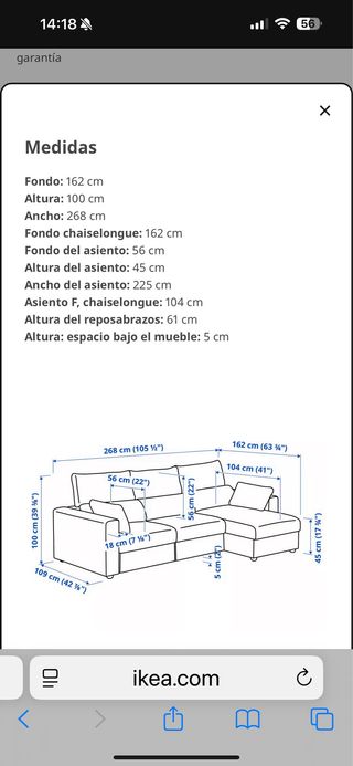 Sofá Cama IKEA ESKILSTUNA 3 Plazas Chaise Longue