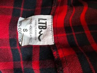 Camisa LTB cuadros rojo y negro algodón