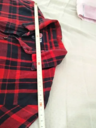 Camisa LTB cuadros rojo y negro algodón