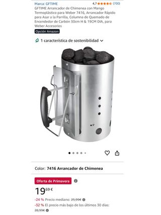 Barbacoa carbón NATERIAL con arrancador