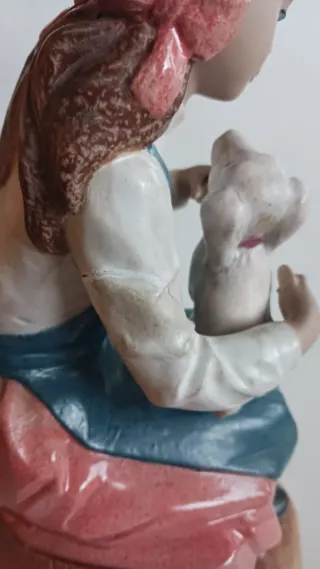 Figura Nadal Niña con Perro Porcelana
