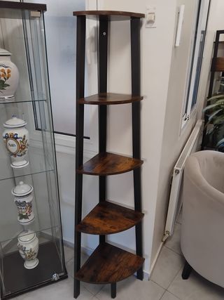 Estantería Esquinera 4 Niveles Madera y Metal