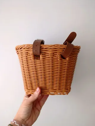 Cesta Mimbre Bicicleta Ratán Marrón. Niño o niña
