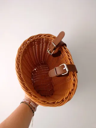 Cesta Mimbre Bicicleta Ratán Marrón. Niño o niña