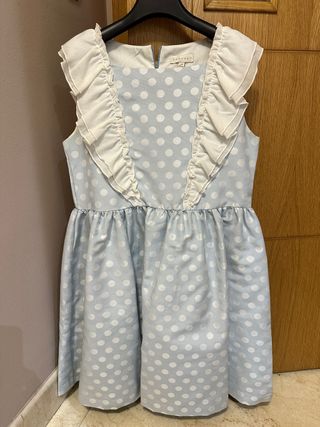 Vestido Topshop lunares azul y blanco talla 14 año