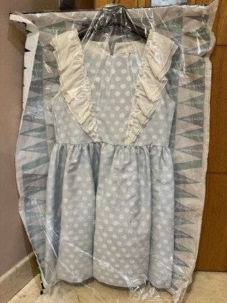 Vestido Topshop lunares azul y blanco talla 14 año