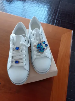 Scarpe donna sportive bianche con strass