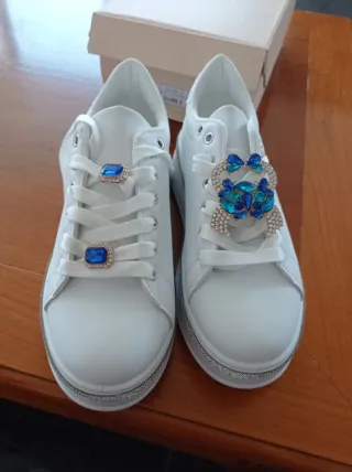 Scarpe donna sportive bianche con strass