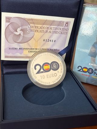 Moneda 10 Euro Policía Nacional Bicentenario Plata