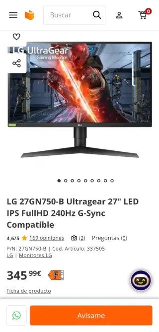 Monitor LG Ultragear 27 240Hz e LG Ultragear GP9