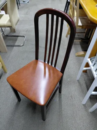 Lote 6 Sillas Madera y Piel Marrón