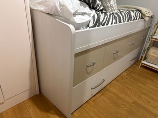 Cama nido 90cm con cama inferior y cajones