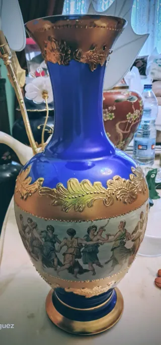 Vaso veneziano blu e dorato