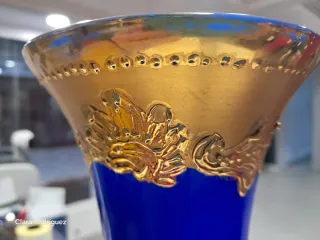 Vaso veneziano blu e dorato