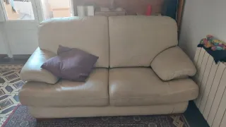 Sofá 2 plazas piel beige