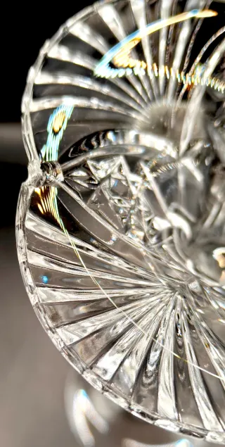 Candelabro Cristal Macizo Tallado - 21 cm