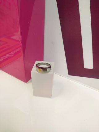 Anillo acero plateado tipo sello T16