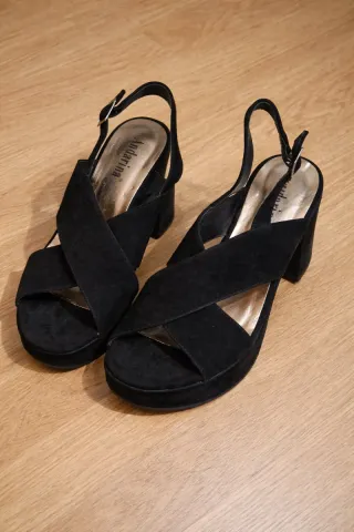 Sandalias negras tacón ancho -38 nuevas