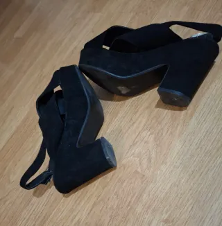 Sandalias negras tacón ancho -38 nuevas