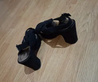 Sandalias negras tacón ancho -38 nuevas