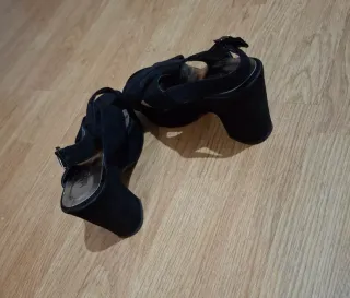 Sandalias negras tacón ancho -38 nuevas