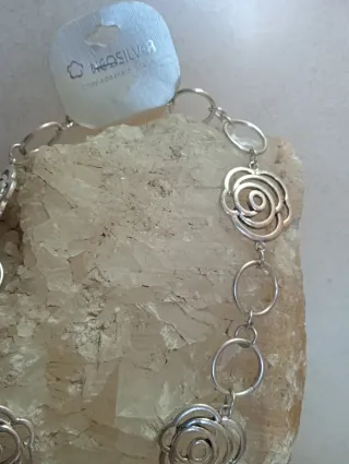 Collar Choker Baño Plata Flor Camelia