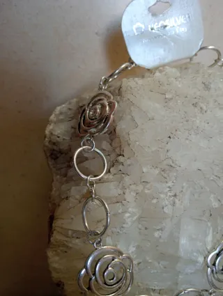 Collar Choker Baño Plata Flor Camelia