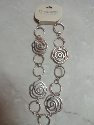 Collar Choker Baño Plata Flor Camelia