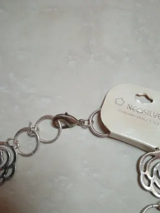 Collar Choker Baño Plata Flor Camelia