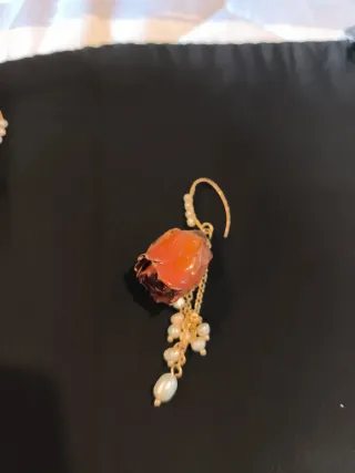 Pendientes flor y perlas artesanales