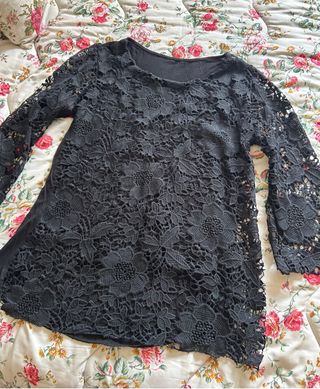 Maglia donna pizzo nero elegante