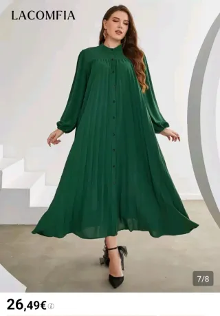 Vestido LACOMFIA verde plisado