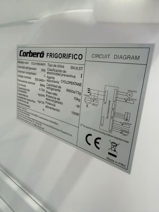 Nevera Corbero 185x60