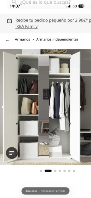 Vendo Armario de 2 puertas blanco, URGENTE.