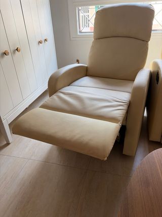 Sillón relax polipiel beige