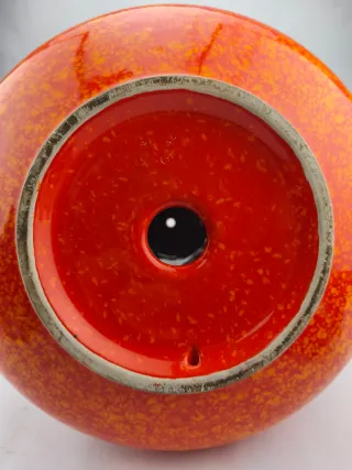 Espectacular Jarrón de cerámica esmaltada naranja
