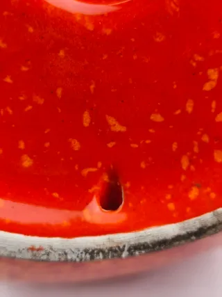 Espectacular Jarrón de cerámica esmaltada naranja