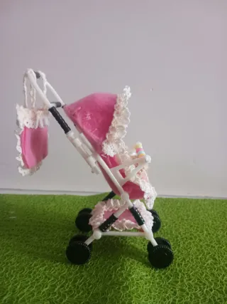 Muñeca Bebé Silicona con Carrito Rosa